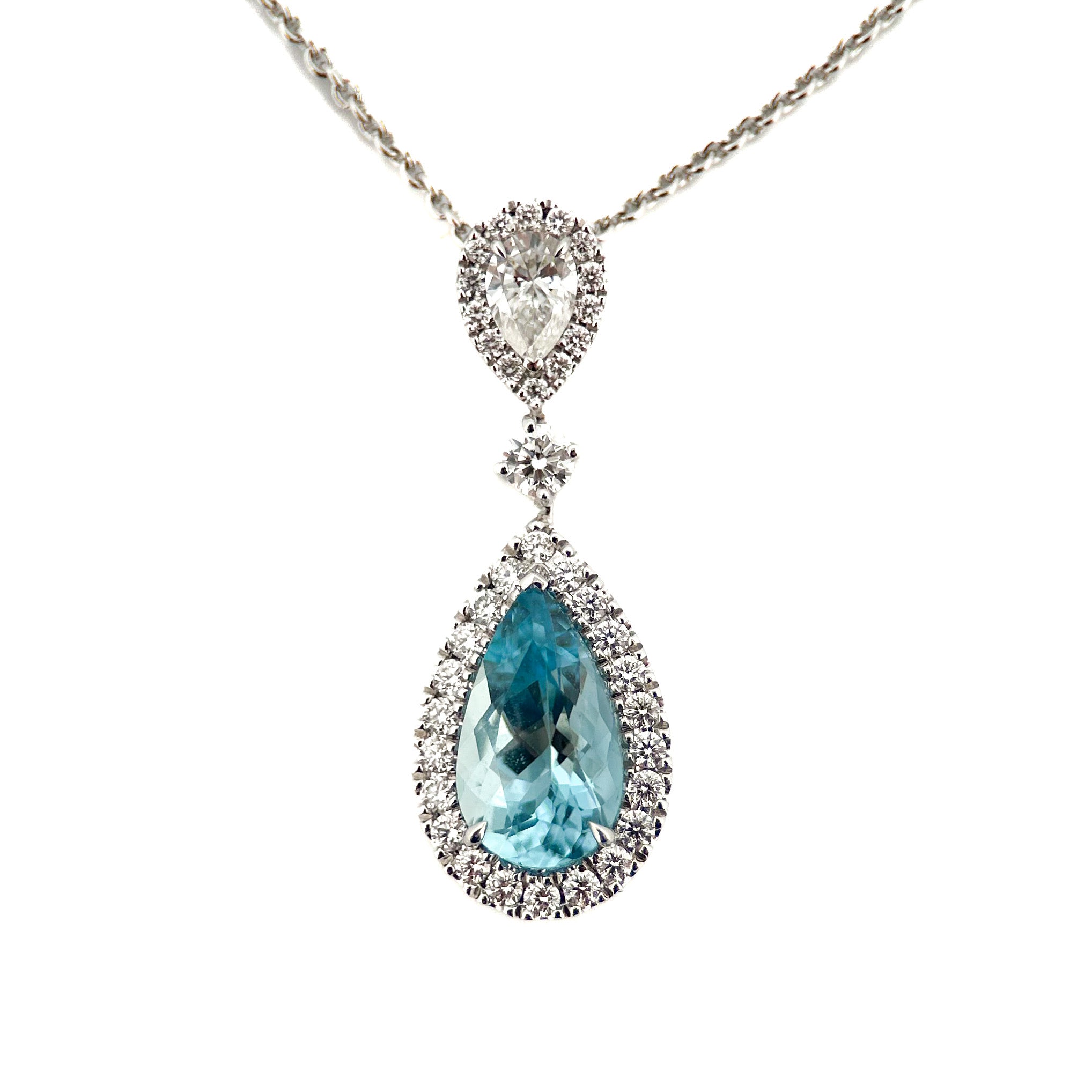 Pear Aqua Diamond Necklace