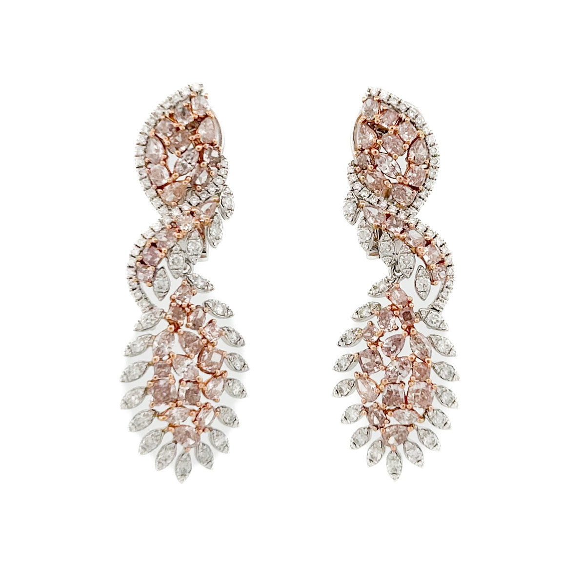 Various Shapes Pink Diamond Earrings