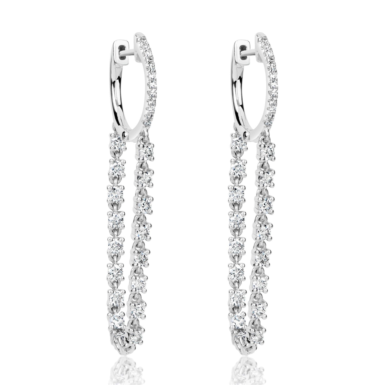 Diamond Huggie Chain Earrings