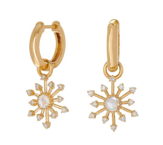 Snowflake Charm Huggies Earrings