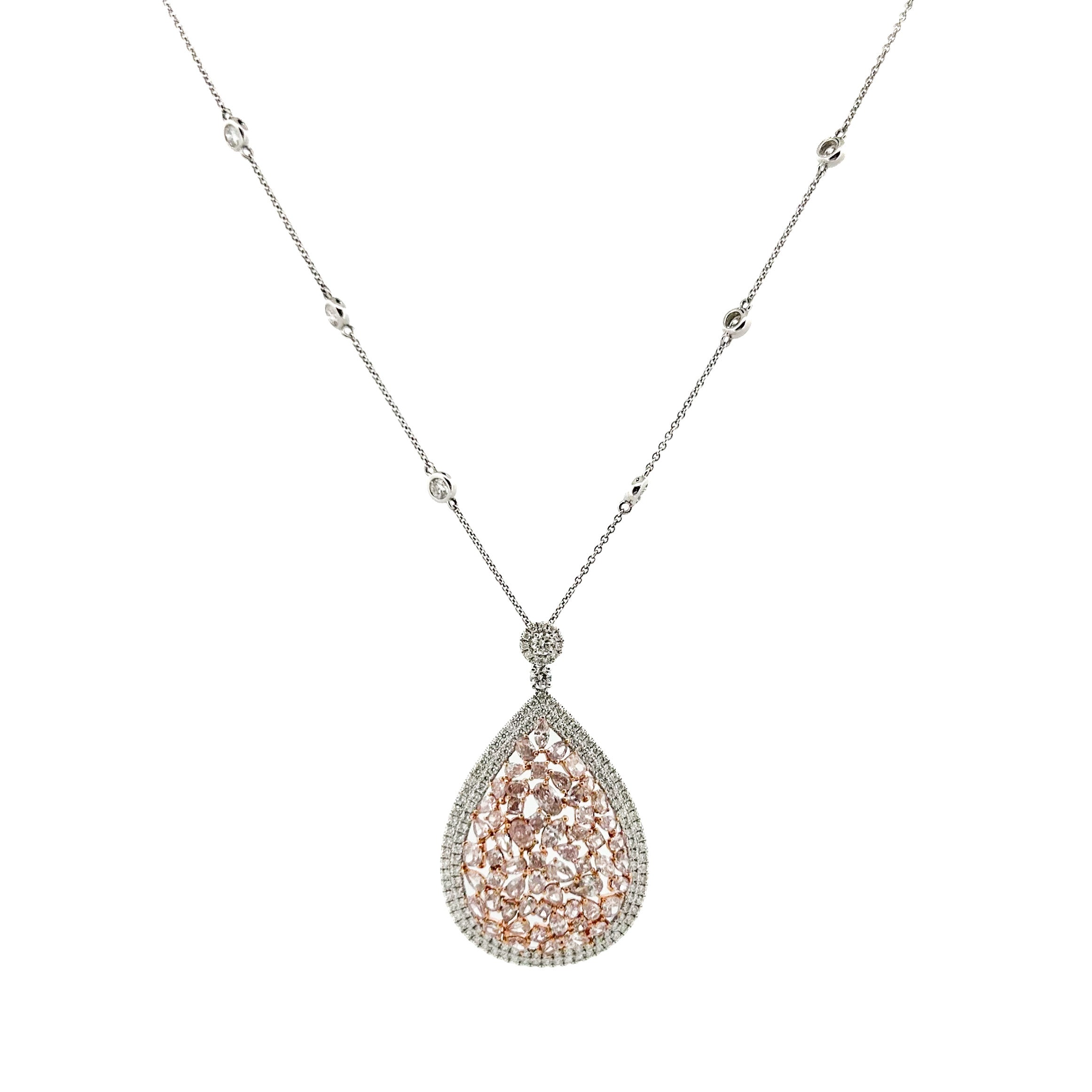 Various Shapes Pink Diamond Necklace