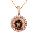 Morganite Round Halo Pendant