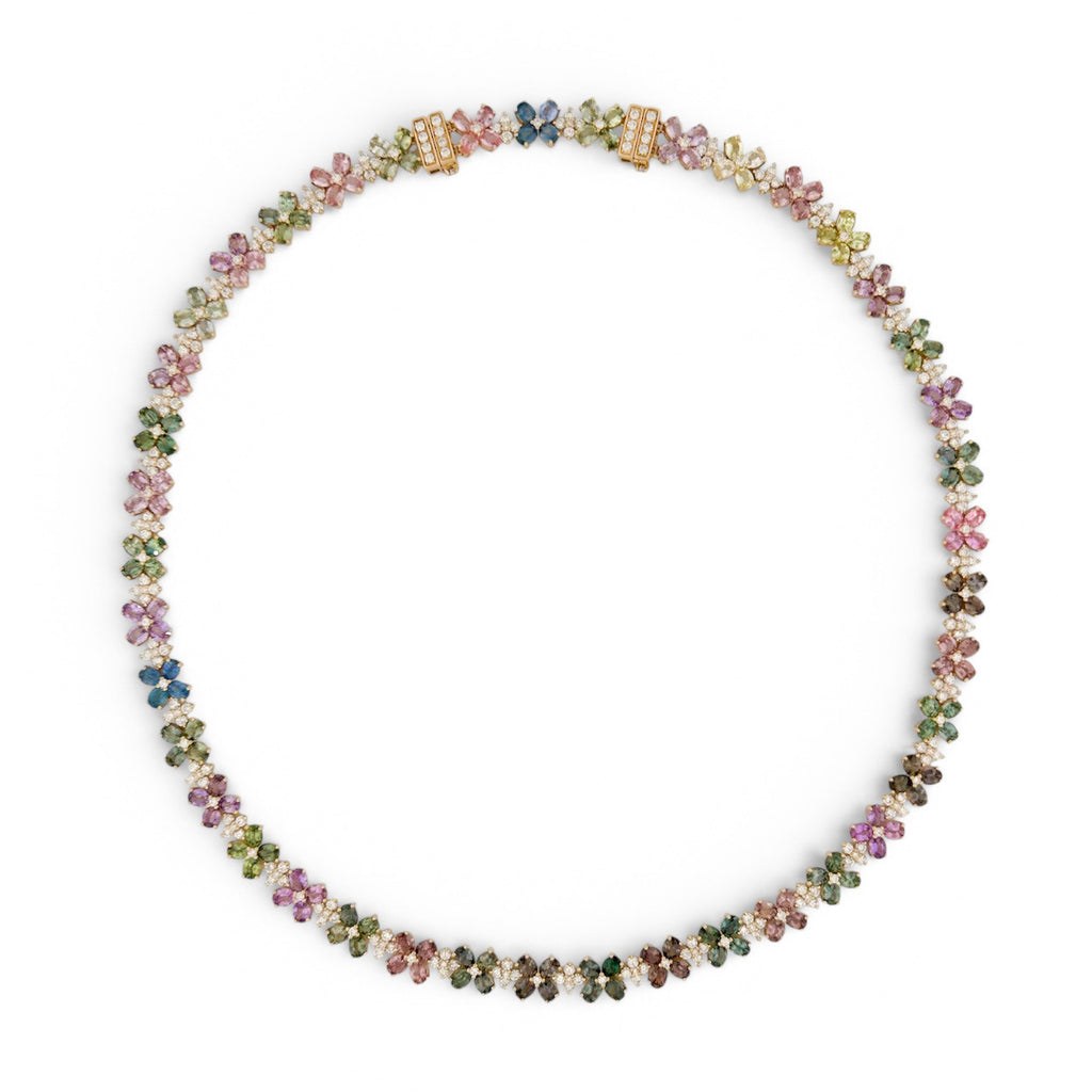 Mulit Color Sapphire Flower Necklace