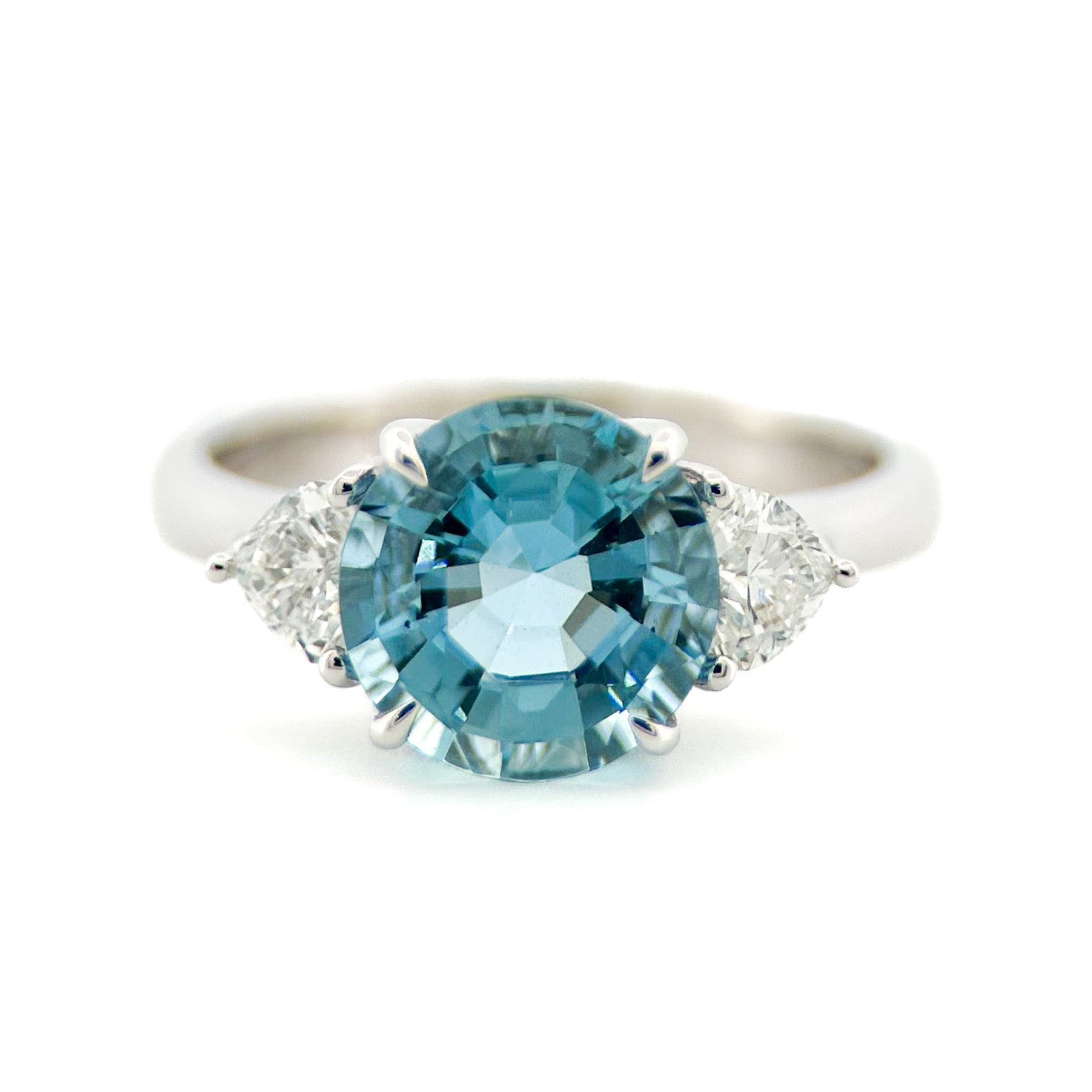 Round Aqua Diamond Ring