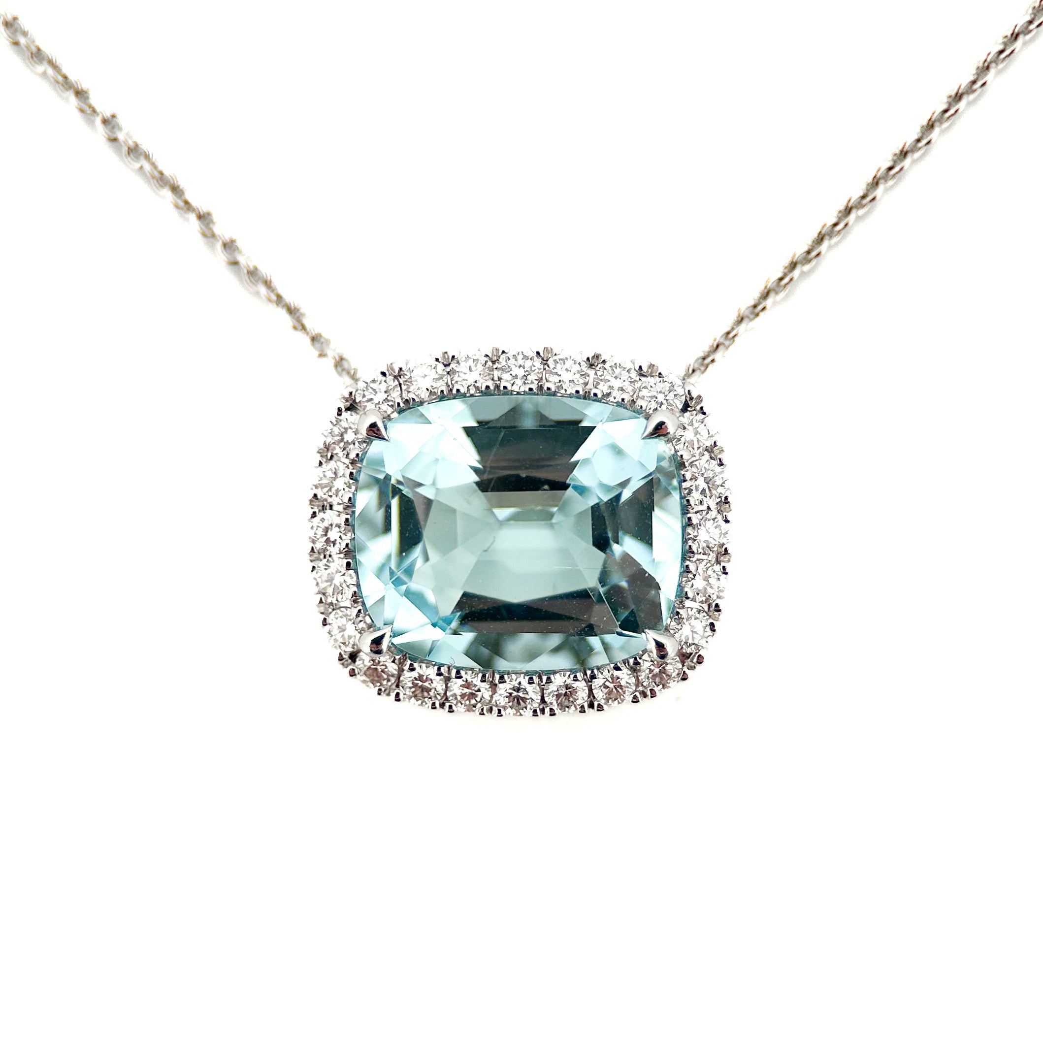 Cushion Aqua Necklace