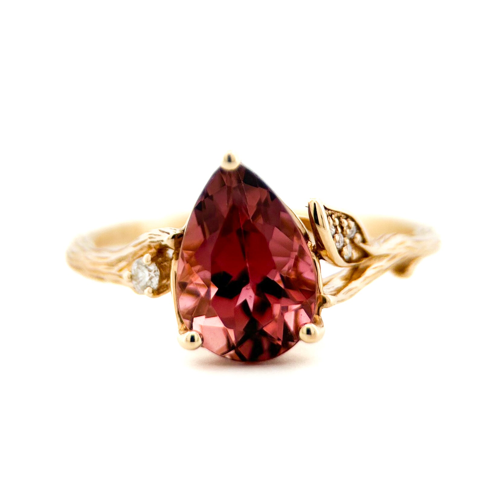 Pear Pink Tourmaline Ring