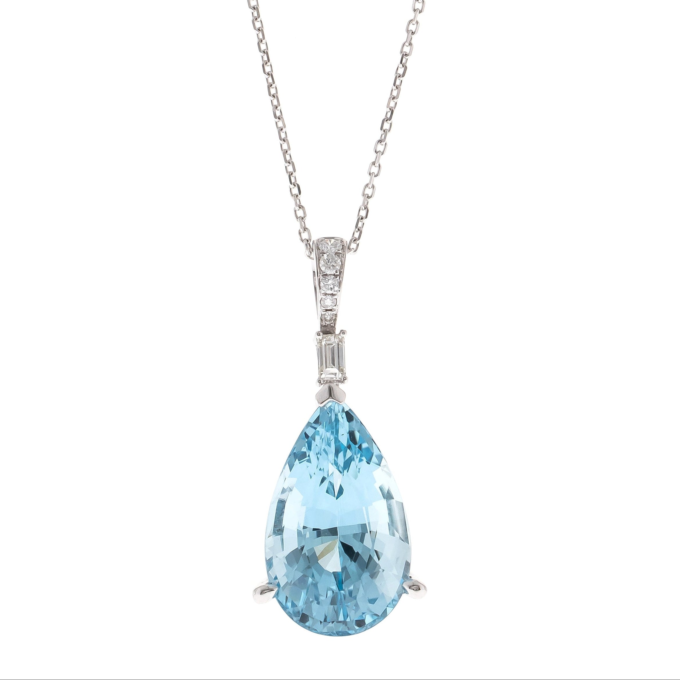 Pear Aqua Necklace