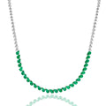 Pear Emerald and Round Diamond Necklace