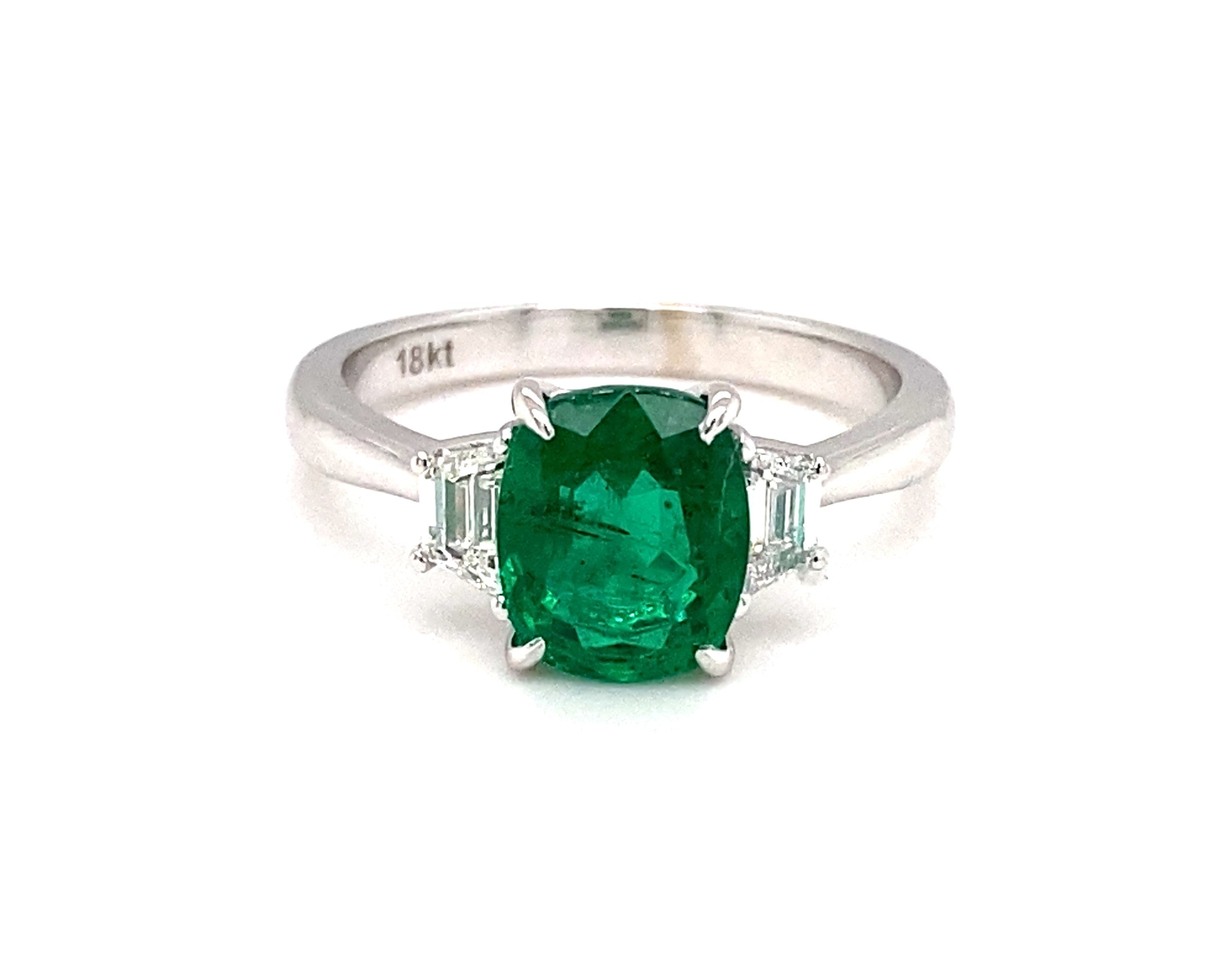 Cushion Zambian Emerald Ring