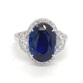 Oval Ceylon Sapphire And Moon Shaped Diamond Ring