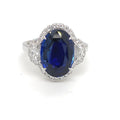 Oval Ceylon Sapphire And Moon Shaped Diamond Ring