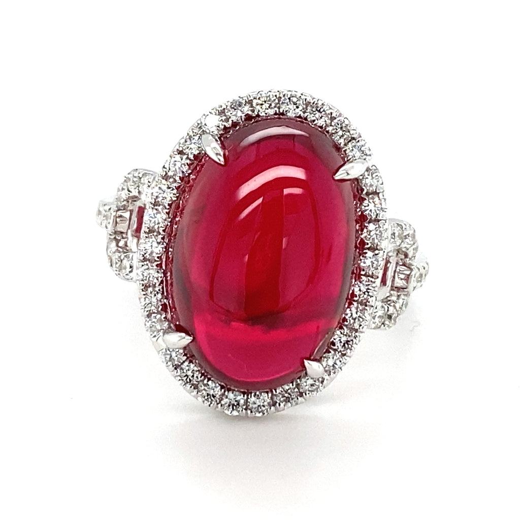 Cabochon Rubellite Tourmaline Ring