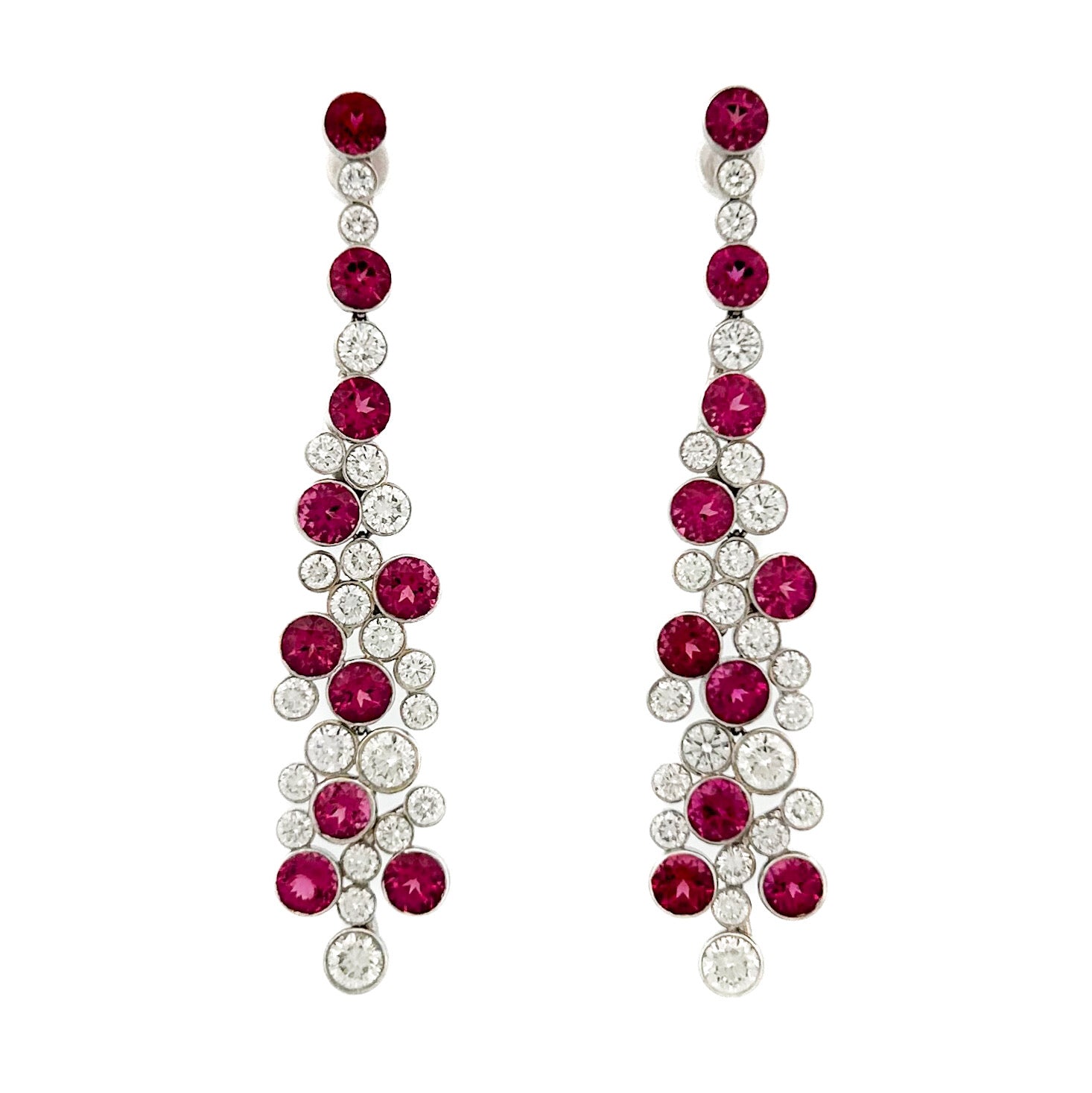 Rubellite Tourmaline Cluster Earrings