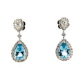 Pear Aqua Diamond Earrings