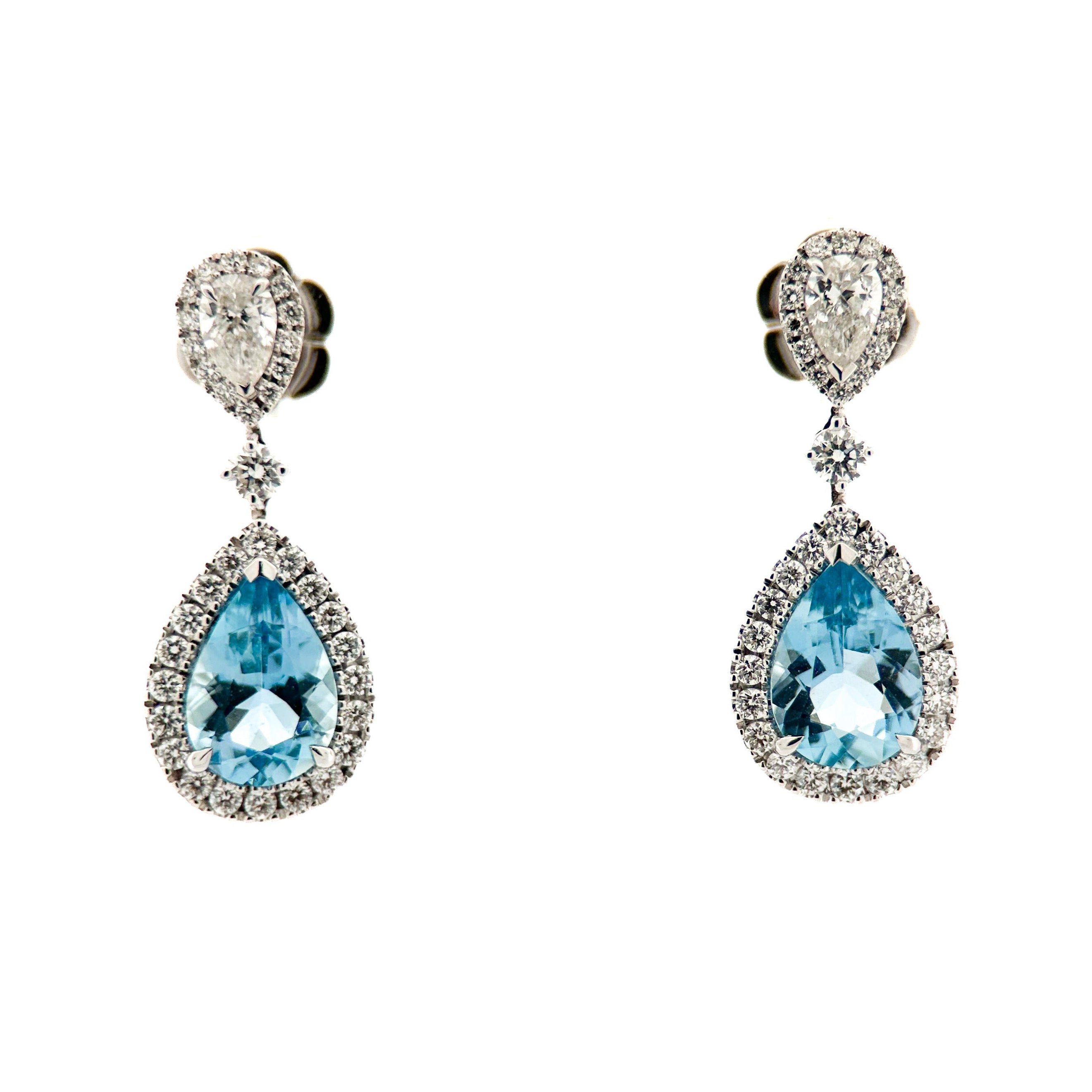 Pear Aqua Diamond Earrings