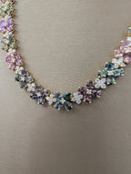 Mulit Color Sapphire Flower Necklace