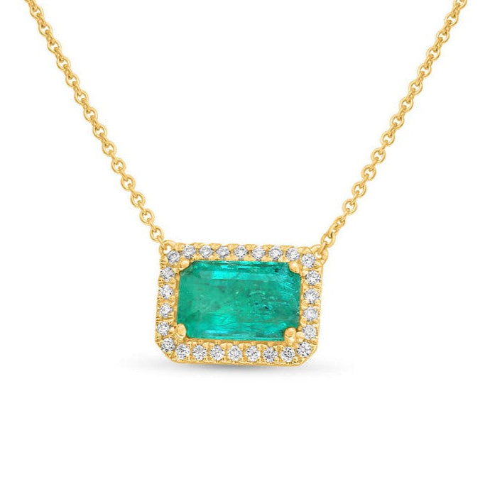 Octagonal Step Cut Natural Emerald Necklace