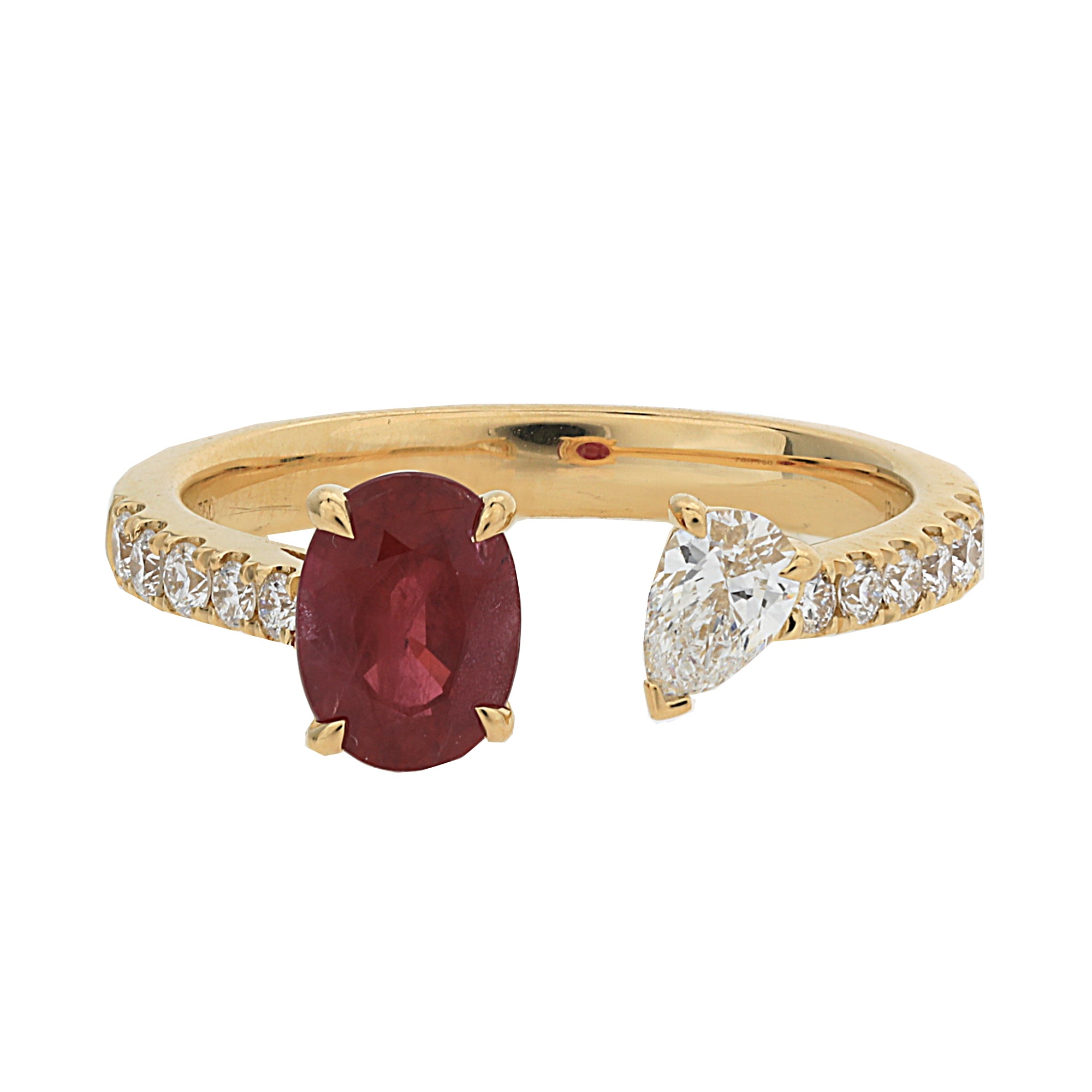 Oval Ruby Pear Diamond Ring