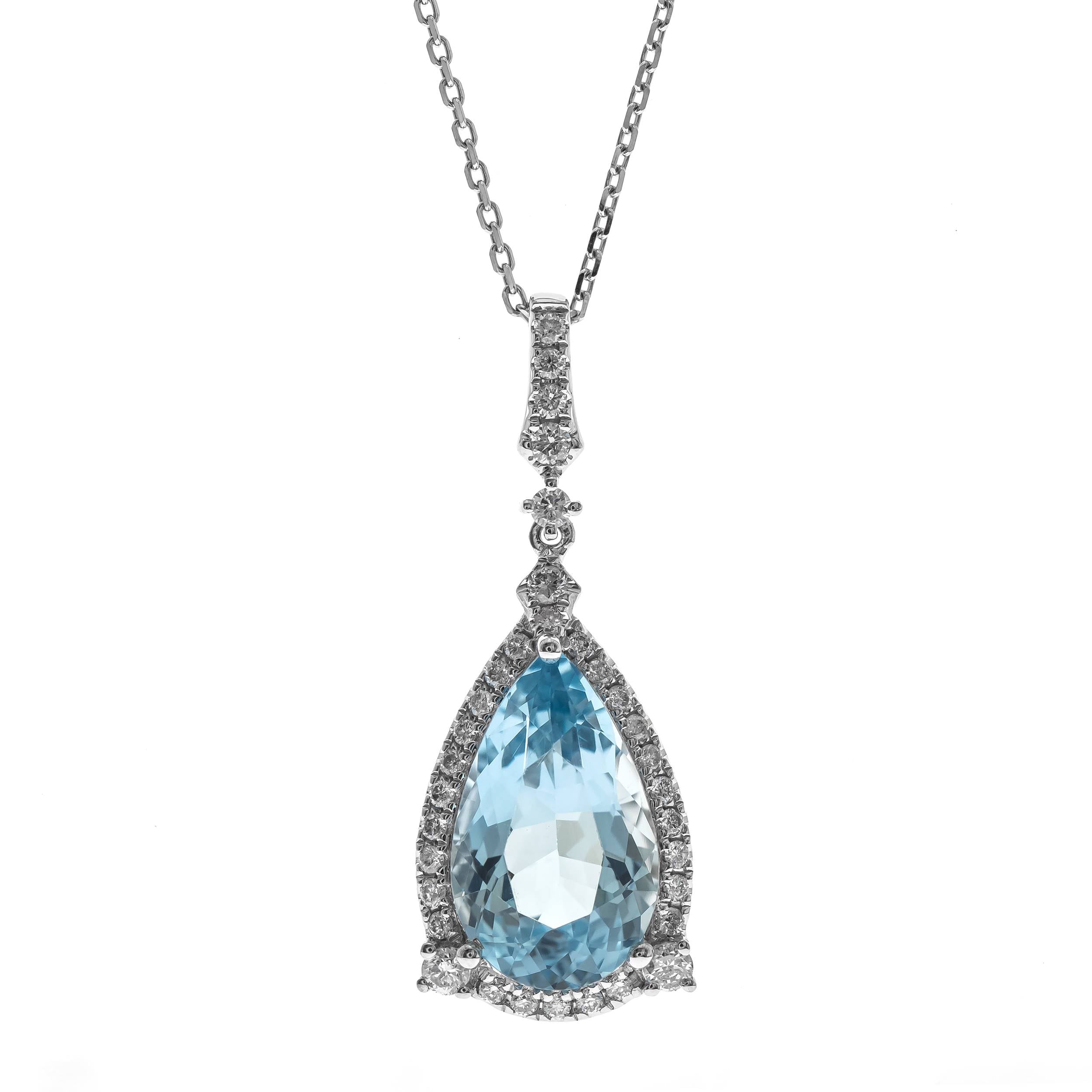 Pear Aqua Necklace