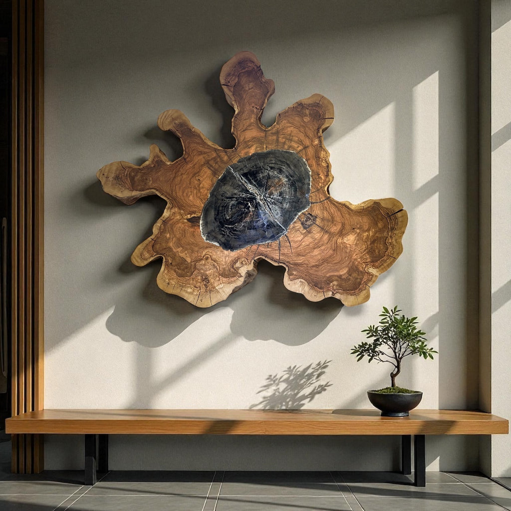 Arizona Petrified Wood inset in Olive Wood from Northern Italy