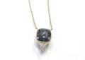 Sky Blue Topaz Cushion Pendant With Diamonds