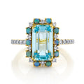 Skyb Blue Topaz Ring With Diamond And Opal Halo