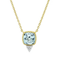 Sky Blue Topaz Cushion Pendant With Diamonds