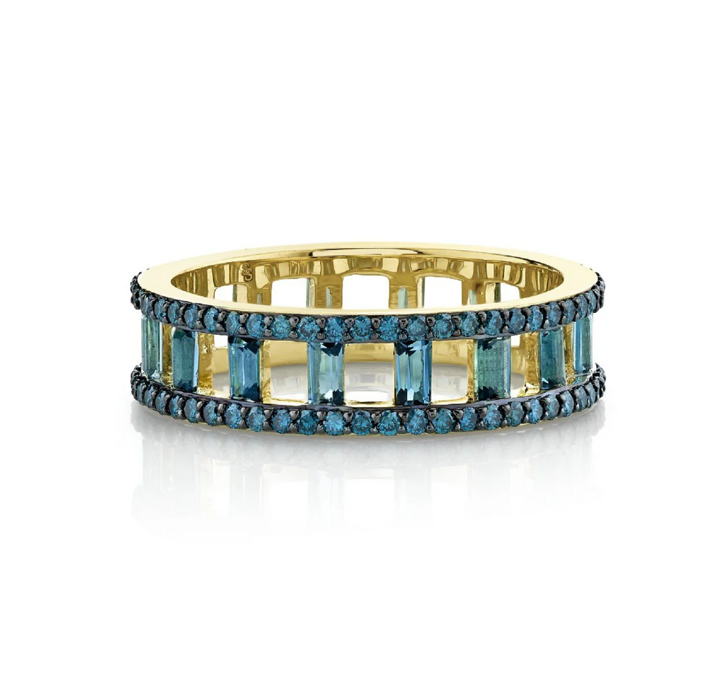 Topaz and Blue Diamond Band