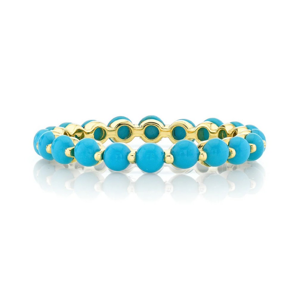 Turquoise Eternity Band With Prong Spacers
