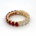 Emerald Diamond and Oval Ruby Ring